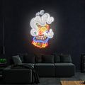 Cartoon Happy Smoking Tiki Mask Artwork Led Neon Sign Light