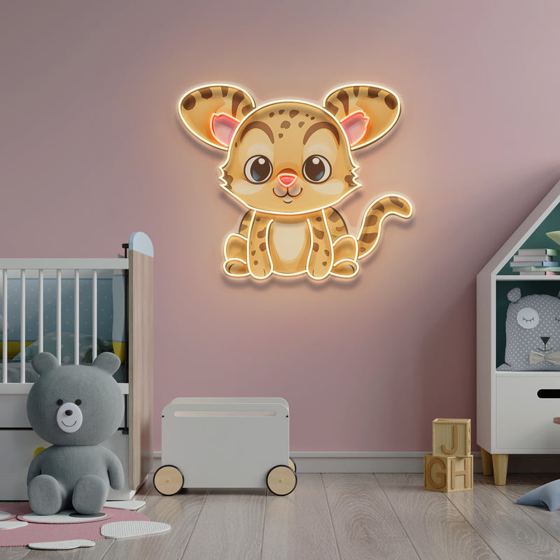 Custom Name Cute Baby Leopard Artwork Led Neon Sign Light
