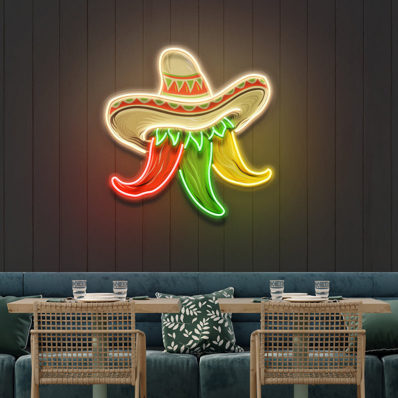 Custom Name Restaurant Cinco De Mayo Mexican Chili Artwork Led Neon Sign Light