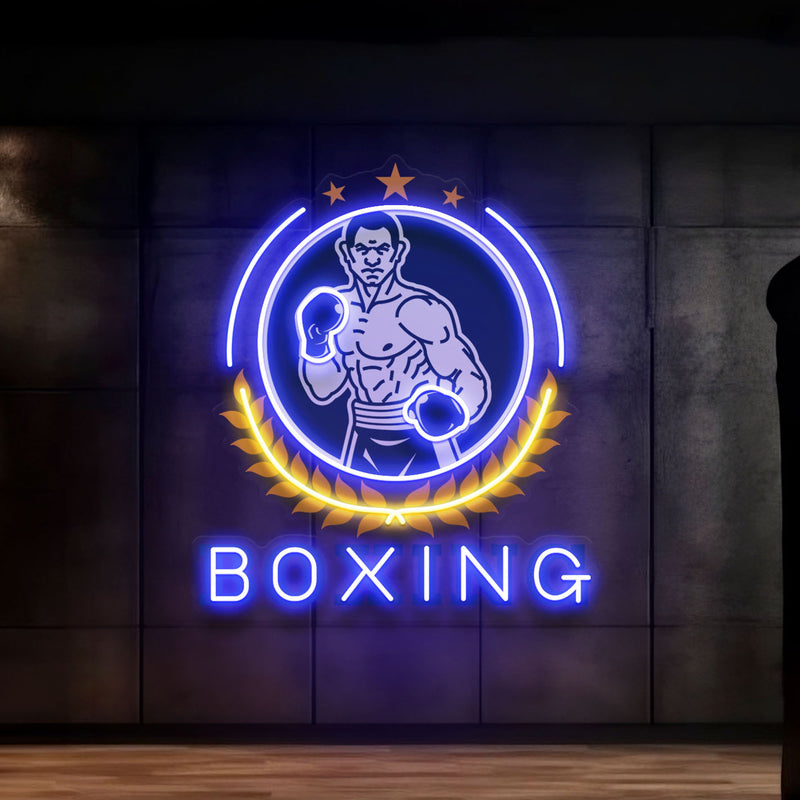 Dynamic Boxer Gym Signage Artwork Led Neon Sign Light