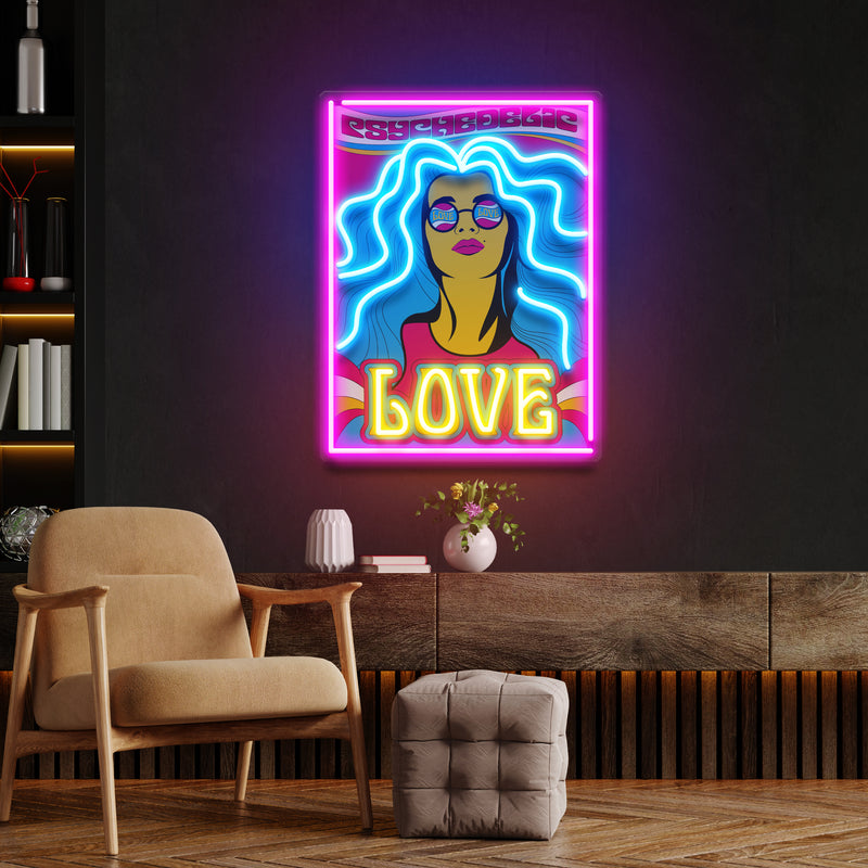 Hippie Girl Pop Art Led Neon Sign Light