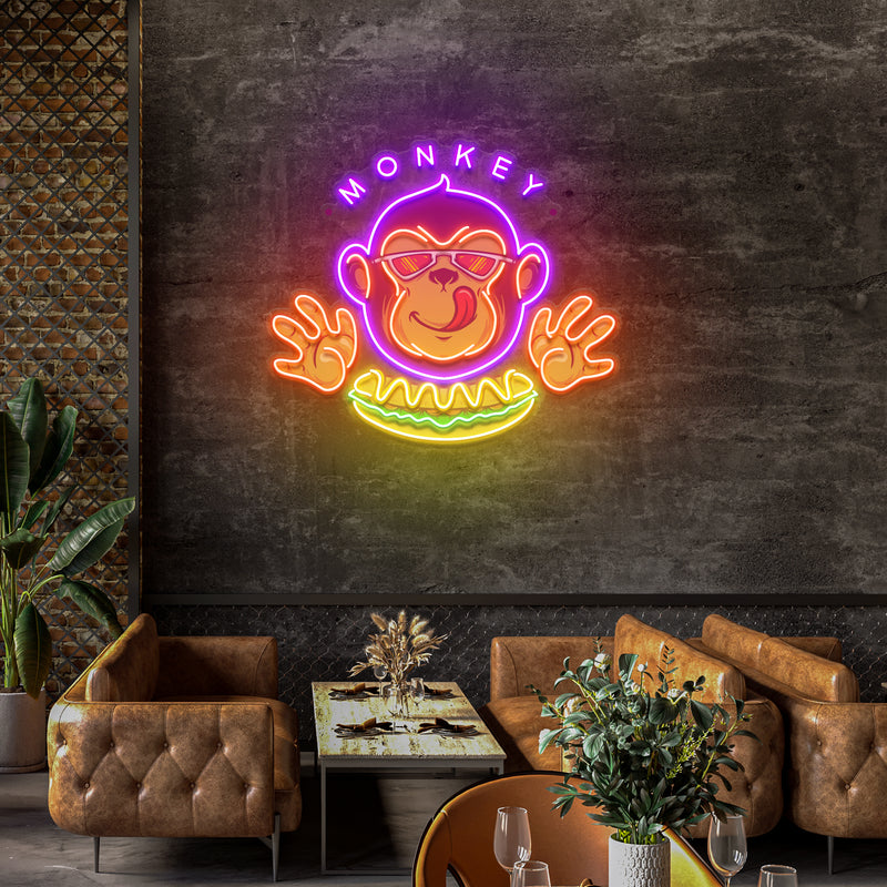 Monkey Logo Hotdog Artwork Led Neon Sign Light
