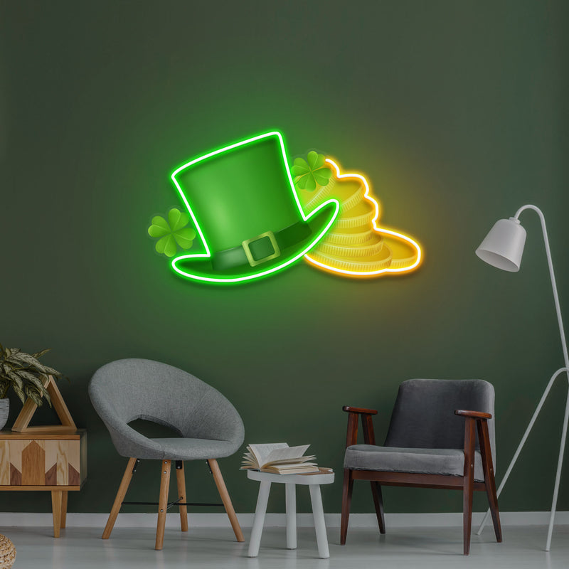 Patrick Gold St Patrick's Day Artwork Led Neon Sign Light