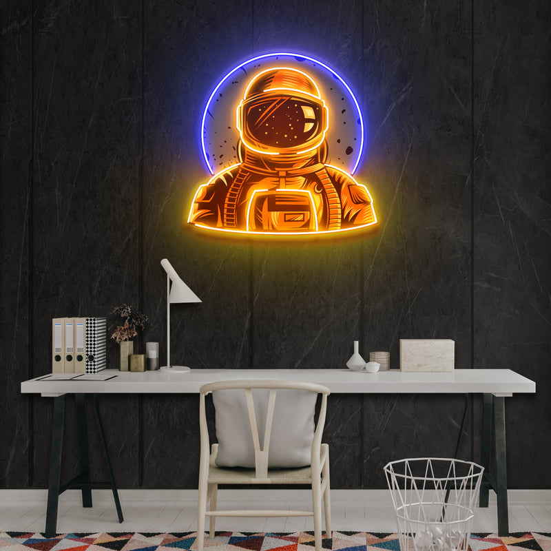 Astronaut Emblem Neon Artwork Led Neon Sign Light