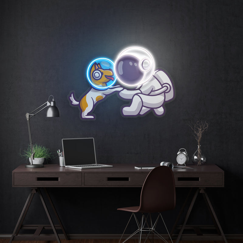 Dog Astronaut in Space Artwork Led Neon Sign Light