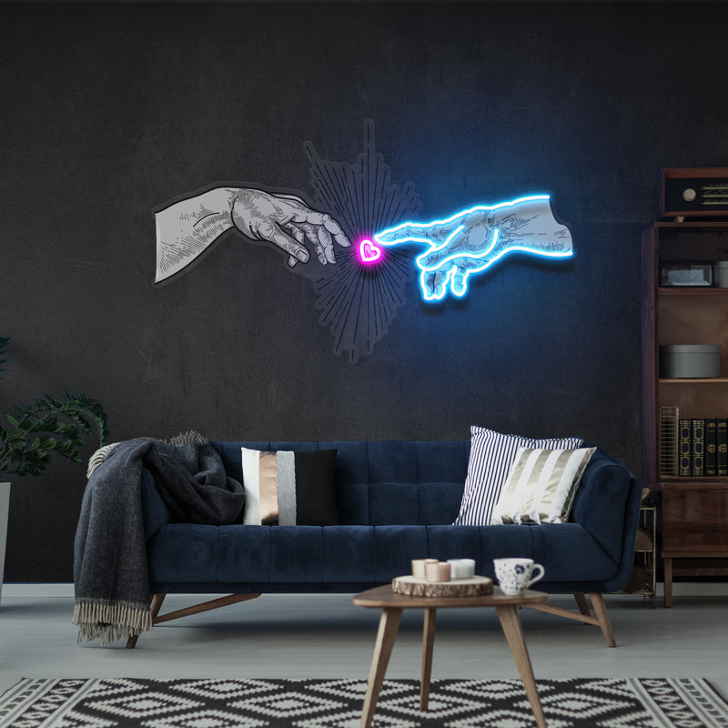 Touching Hand Artwork Led Neon Sign Light