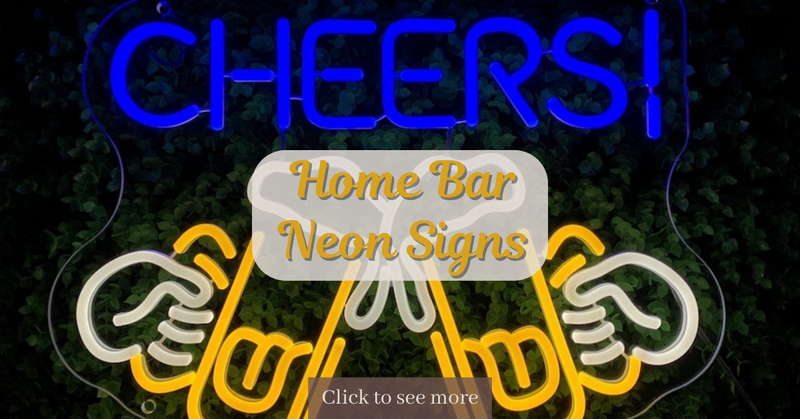home bar with cool neon signs