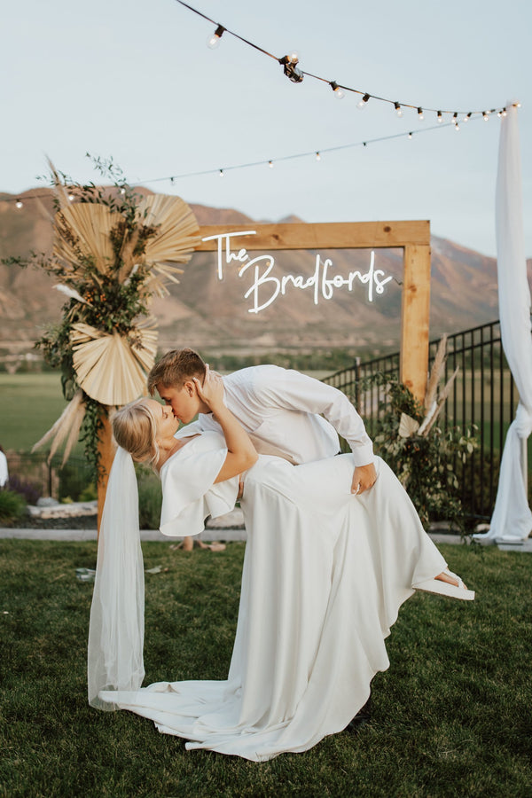 wedding neon sign backdrop