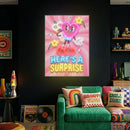 Retro Heart Neon Sign – “Here’s a Surprise” Groovy LED Wall Art