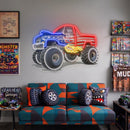 American Monster Truck Neon Sign – Patriotic LED Wall Art