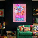 Retro Cartoon Neon Sign – Colorful Love Aesthetic Decor