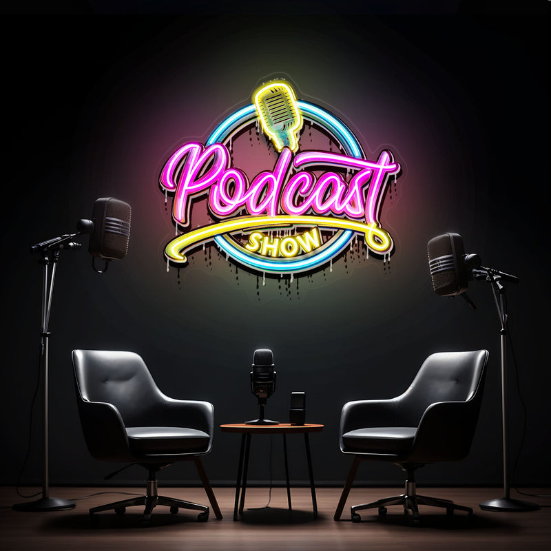 LED Neon Sign for Podcast Show - Custom Artwork Design