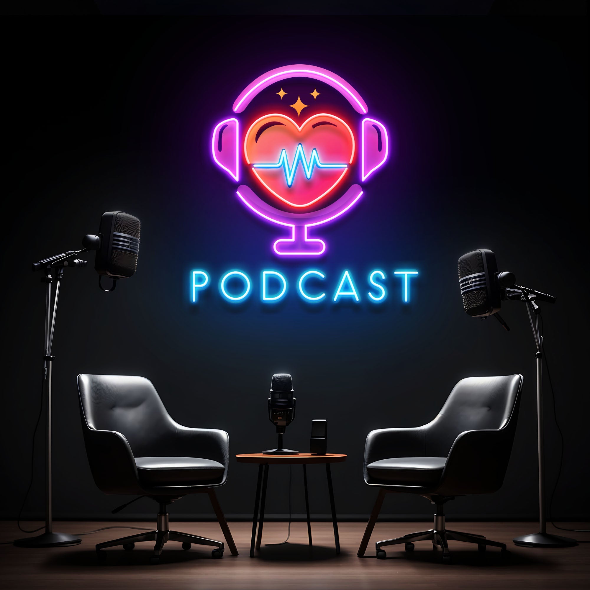 Neon Podcast Roo Podcast Studio LED Neon Sign - Custom Artwork Design