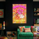 Game Over Neon Sign – Start Again Motivation Decor