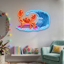 Surfing Crab Neon Sign – Ocean LED Wall Art for Beach Decor