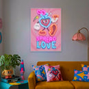 Retro Cartoon Neon Sign – Colorful Love Aesthetic Decor