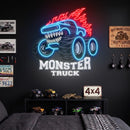 Monster Beast Truck Neon Sign – LED Wall Art for Garage & Game Room