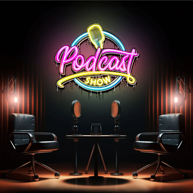 LED Neon Sign for Podcast Show - Custom Artwork Design