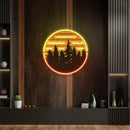80s Style Grunge Striped Sunsets Artwork Led Neon Sign Light