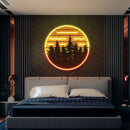 80s Style Grunge Striped Sunsets Artwork Led Neon Sign Light