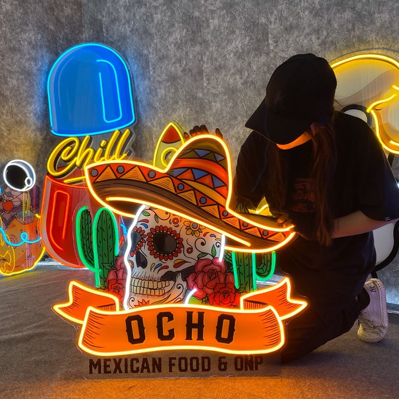 Custom Mexican Food Restaurants LED Neon Sign Light Pop Art