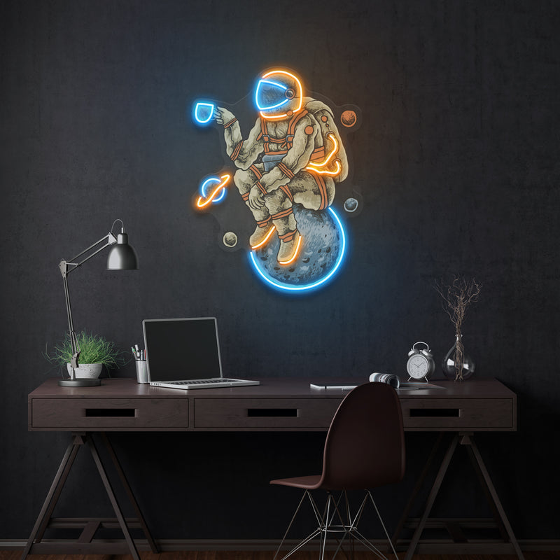 Astronaut Coffee Artwork Led Neon Sign Light
