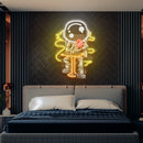 Astronaut Playing A Game Of Poker In Space Artwork Led Neon Sign Light