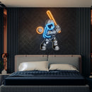 Astronaut Playing Baseball Artwork Led Neon Sign Light