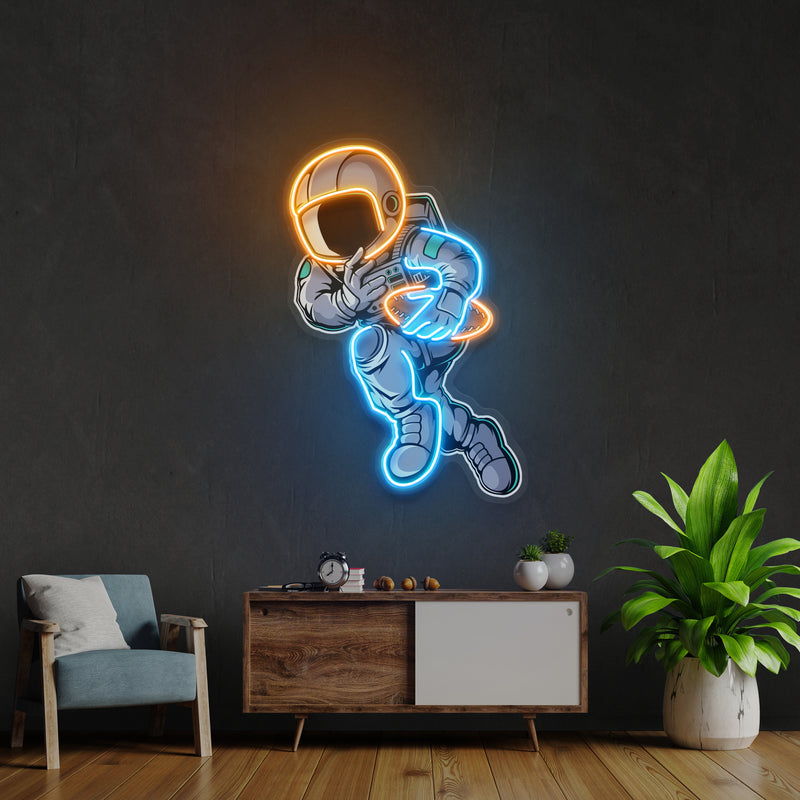 Astronaut Playing Rugby Artwork Led Neon Sign Light