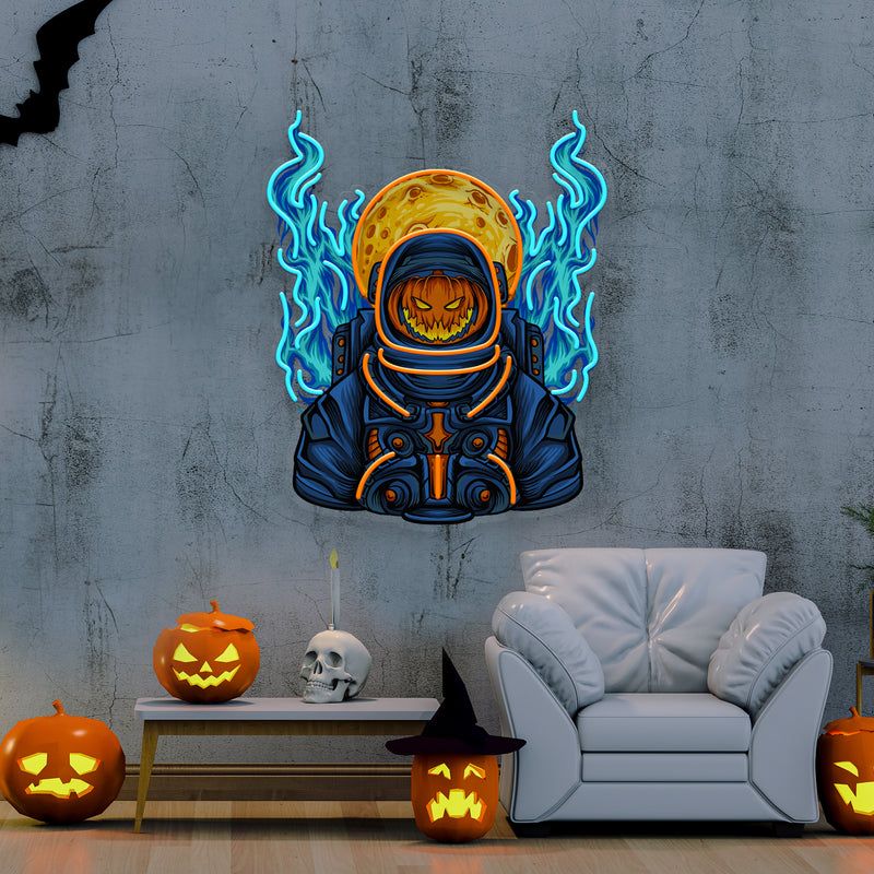 Astronaut Pumpkin For Halloween Artwork Led Neon Sign Light
