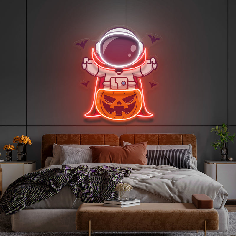 Astronaut Vampire Halloween Artwork Led Neon Sign Light