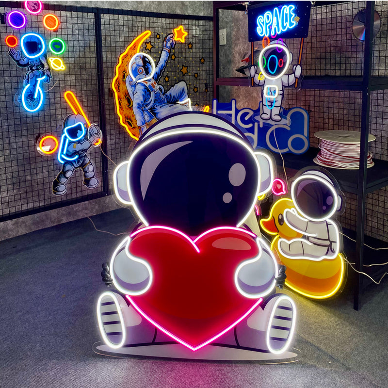 Astronaut With Heart Artwork Led Neon Sign Light