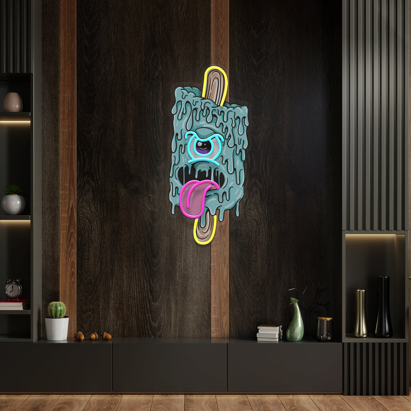Blue Ice Cream With Face Artwork Led Neon Sign Light