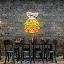 Burger Chef Food Cartoon Character Logo Mascot Artwork Led Neon Sign Light