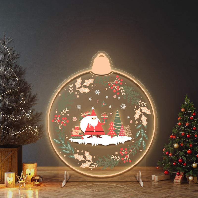 Christmas LED Neon Sign with Santa and Winter Forest Scene