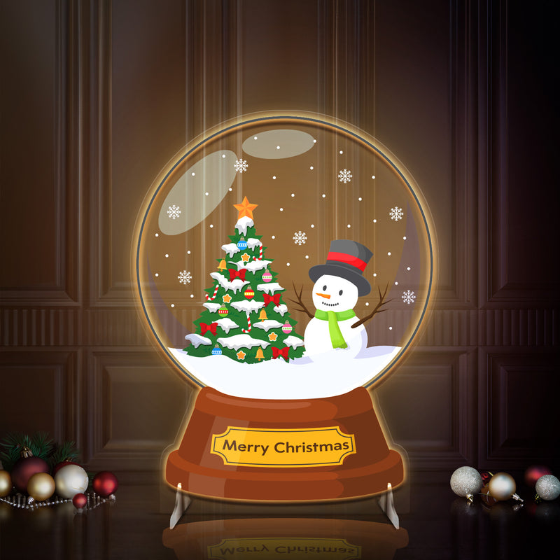 Christmas Snow Globe LED Neon Sign with Snowman and Tree