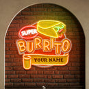 Custom Brand Name Burrito Mexican Food  Restaurant Decor Artwork Led Neon Sign Light