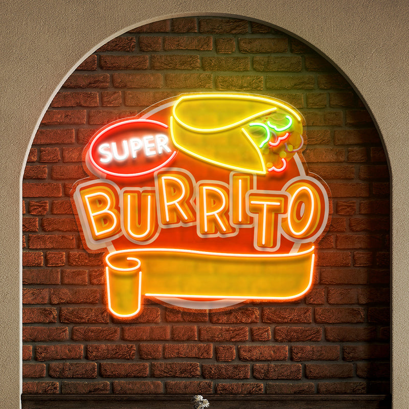 Custom Brand Name Burrito Mexican Food  Restaurant Decor Artwork Led Neon Sign Light