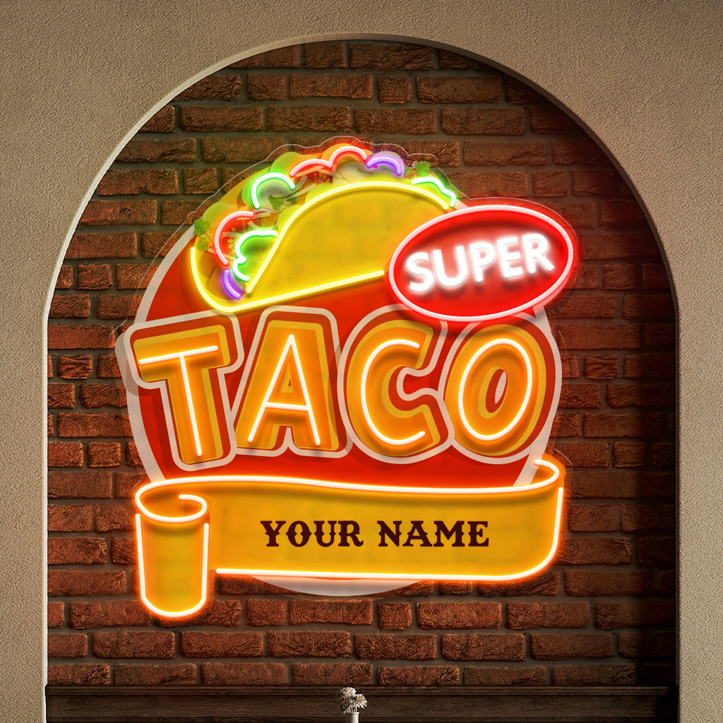 Toco Sign Custom Brand Name Taco Mexican Food Restaurant Decor Artwork Led Neon