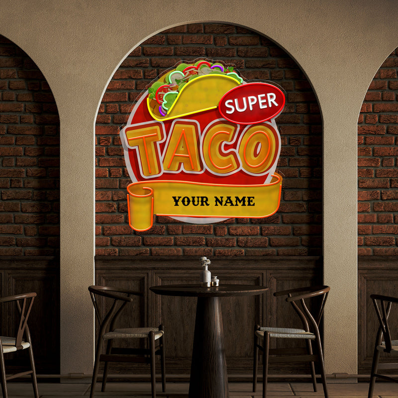Custom Brand Name Taco Mexican Food Restaurant Decor Artwork Led Neon Sign Light