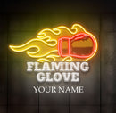 Custom Logo Flaming Glove Boxing Club Artwork Led Neon Sign Light