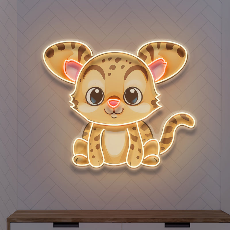 Custom Name Cute Baby Leopard Artwork Led Neon Sign Light