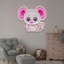 Custom Name Cute Baby Pink Mouse Artwork Led Neon Sign Light