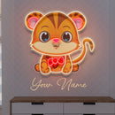 Custom Name Cute Baby Tiger Artwork Led Neon Sign Light