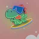 Custom Name Cute Cartoon Dinosaur Surfing On Artwork Led Neon Sign Light