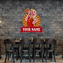 Custom Name Cute Chef Pig Holding Grill Artwork Led Neon Sign Light