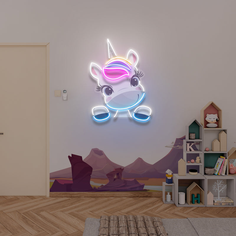 Custom Name Cute Unicorn Gift For Kids Artwork Led Neon Sign Light