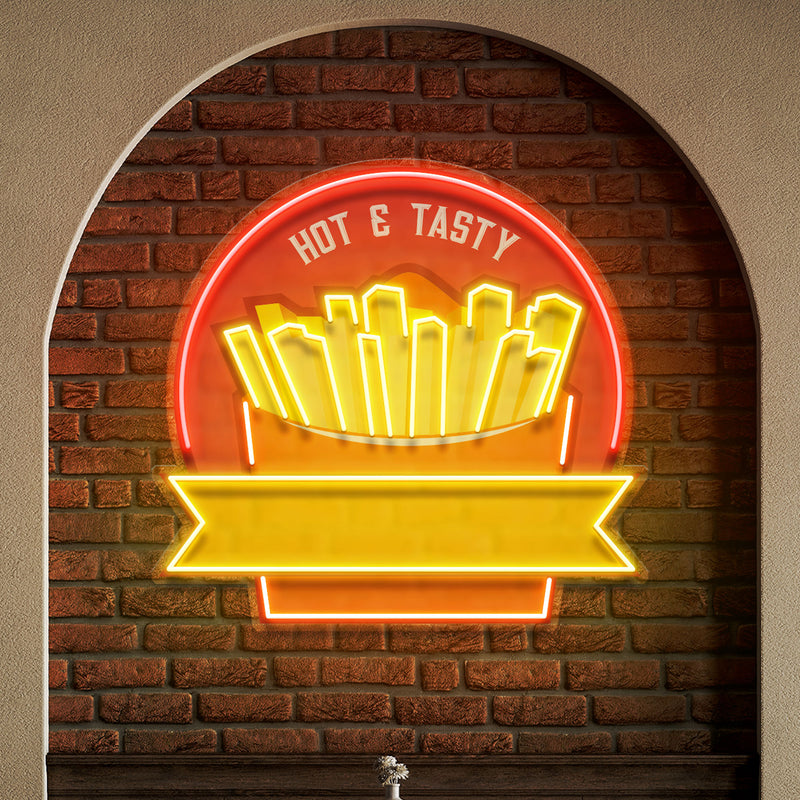 Custom Name Fast Food Restaurant With French Fries Led Neon Sign Light