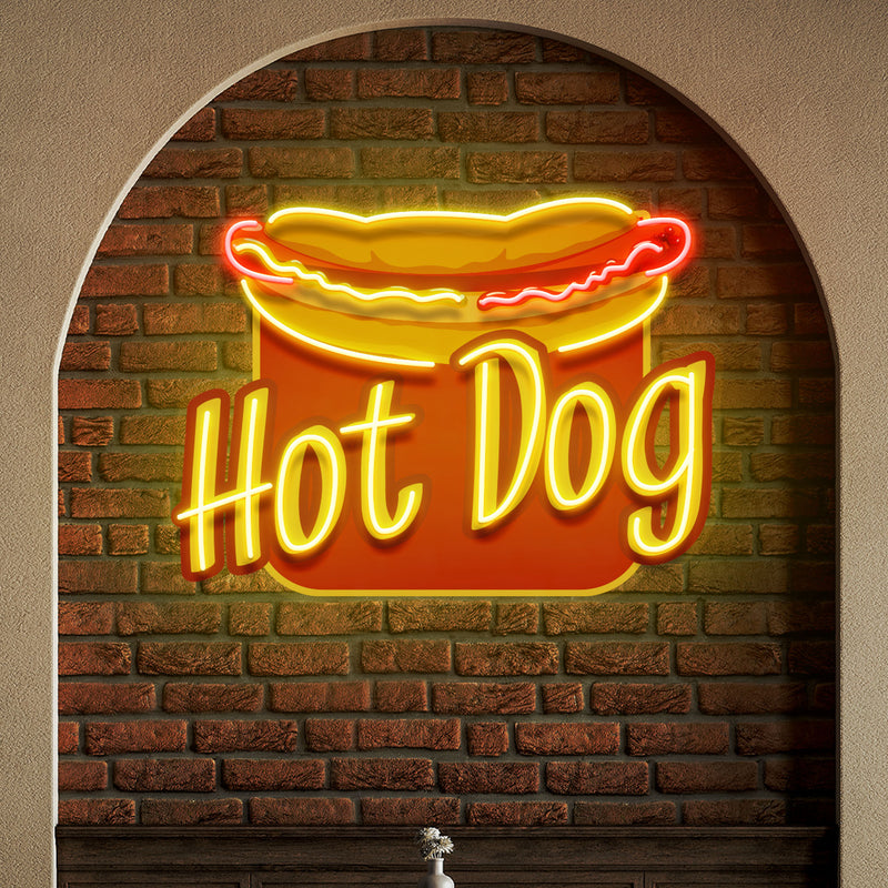 Custom Name Fast Food Restaurant With Hot Dog Led Neon Sign Light