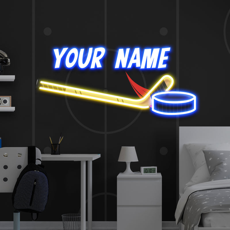 Custom Name Hockey Gift For Kids Artwork Led Neon Sign Light